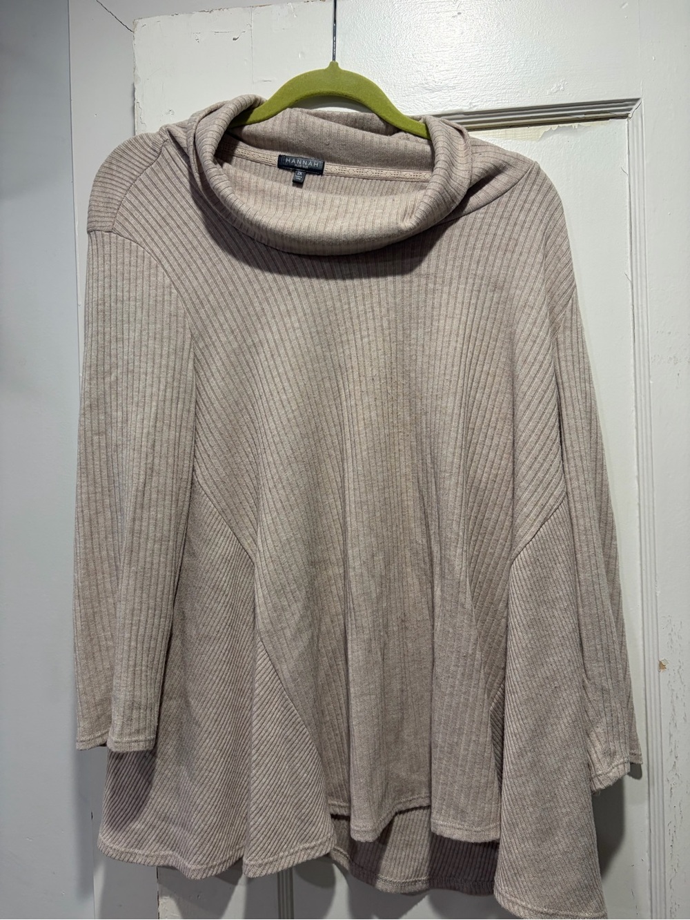Hannah Ribbed Cowl Neck Sweater in Taupe